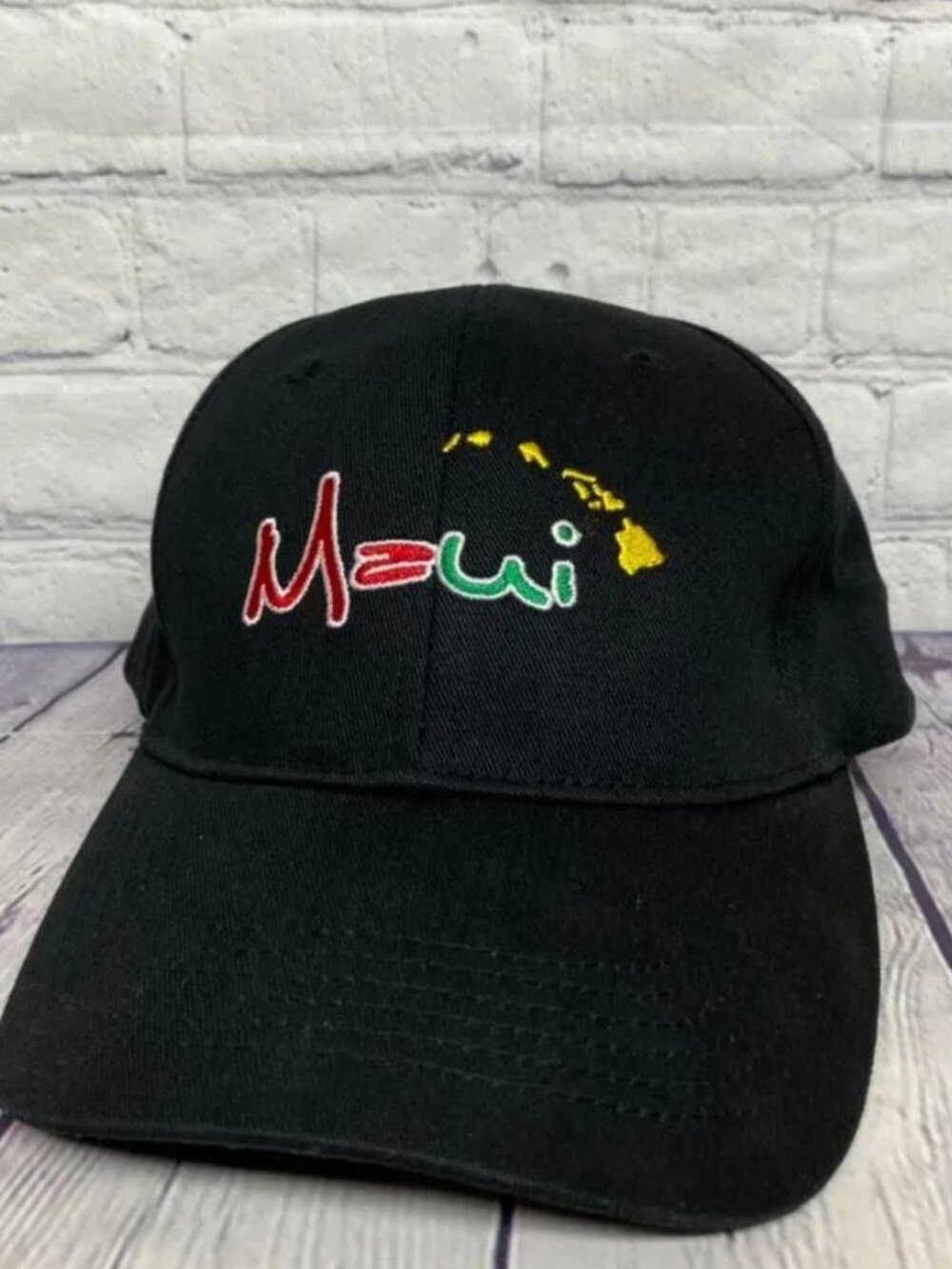Hawaiian Headwear Hat Cap Snapback Black Maui Hawaii Embroidered